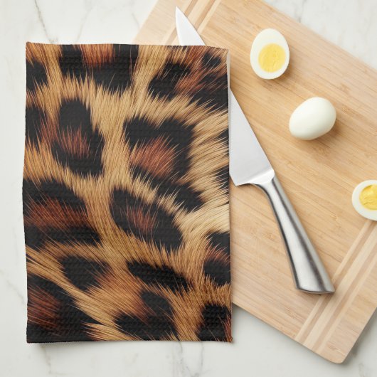 Chique bruine crème luipaard theedoek (Quarter Fold)