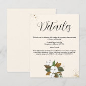 Chique bruine en crème bloemige trouwdetails informatiekaartje (Voorkant / Achterkant)