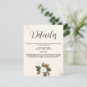 Chique bruine en crème bloemige trouwdetails informatiekaartje (Staand voorkant)