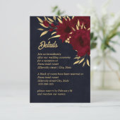 Chique bruine en gouden marine trouwdag informatiekaartje (Staand voorkant)