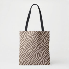 Chique bruine en taupe zebrastreep-tas tote bag