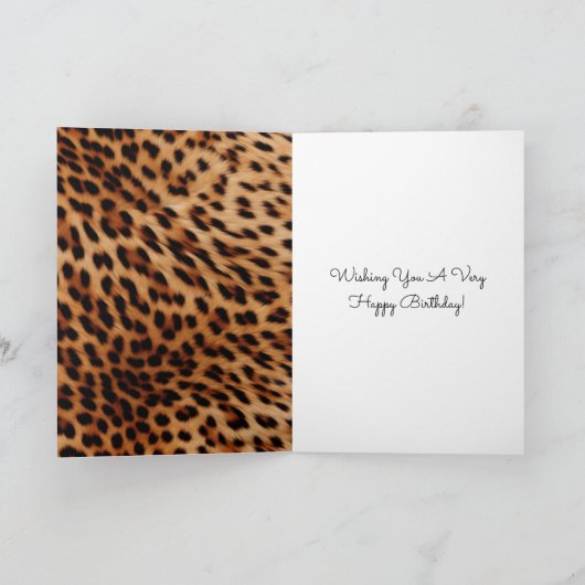 Chique bruine luipaardprint verjaardag kaart (Binnen)