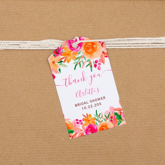 Chique bruisende herfst bloemrijke waterverf bruil cadeaulabel