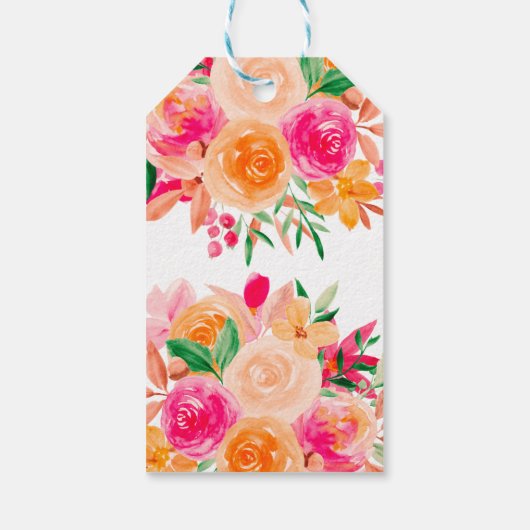 Chique bruisende herfst bloemrijke waterverf bruil cadeaulabel (Achterkant)