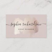 Chique Brush Stroke | Faux Rose Gold op Neutral Ro Visitekaartje (Voorkant)