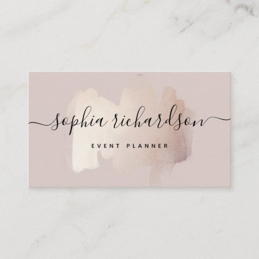 Chique Brush Stroke | Faux Rose Gold op Neutral Ro Visitekaartje (Voorkant)