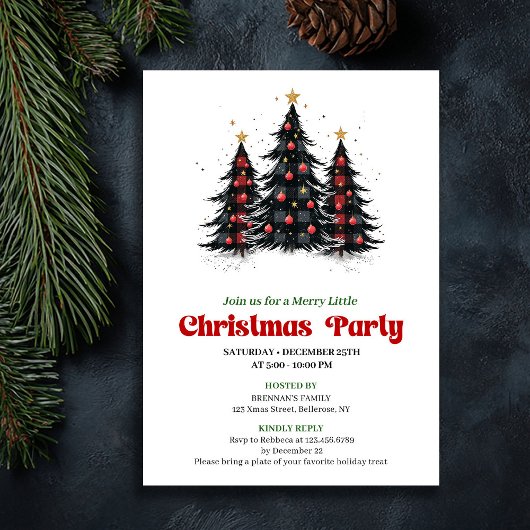 Chique Buffalo Check Festive Feest Digitale Uitnod Kaart