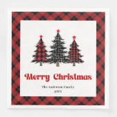 Chique Buffalo Plaid Boom Christmas Servetten (Voorkant)
