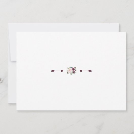 Chique Burgundy Blush Bloemenkrans Bruiloft Kaart (Achterkant)