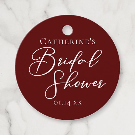 Chique Burgundy Bruidsfeest Verjaardagsfeest Perso Bedankjes Labels (Voorkant)