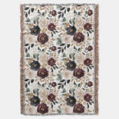 Chique Burgundy Crème Bloem  Deken (Voorkant Verticaal)