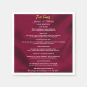 Chique burgundy en gouden script huwelijksfeiten servet (Voorkant)