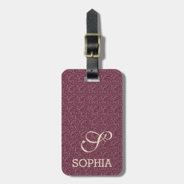 Chique burgundy glitter ivoren aangepaste monogram bagagelabel