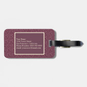 Chique burgundy glitter ivoren aangepaste monogram bagagelabel (Achterkant horizontaal)