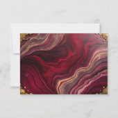 Chique Burgundy Goud Agate Marmer Moderne Trouw  RSVP Kaartje (Achterkant)