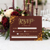 Chique Burgundy Goud glitters Modieus Trouwfeest RSVP Kaartje
