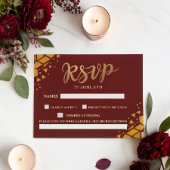 Chique Burgundy Goud glitters Modieus Trouwfeest RSVP Kaartje