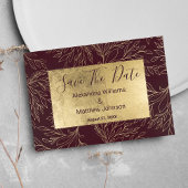 Chique burgundy gouden moderne bloemige Save The D Save The Date