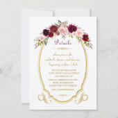 Chique Burgundy Marsala Bloemrijke Herfst Bruiloft Kaart (Voorkant)