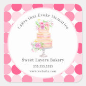 Chique business gelaagde taart met Rozen bakkerij Vierkante Sticker (Voorkant)