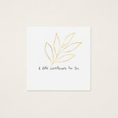 Chique cadeaubon Sjabloon ADD LOGO Gold Leaf Vierkante Visitekaartjes (Voorkant)