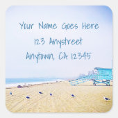 Chique California strand zeemeeuw foto retour adre Vierkante Sticker (Voorkant)