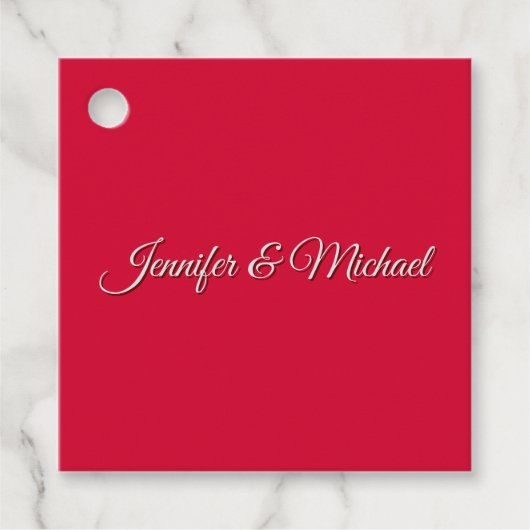Chique Calligrafie Elegante Kersenrood Persoonlijk Bedankjes Labels (Voorkant)