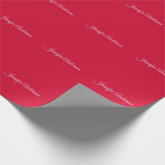 Chique Calligrafie Elegante Kersenrood Persoonlijk Cadeaupapier (Hoek)
