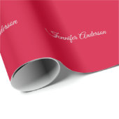 Chique Calligrafie Elegante Kersenrood Persoonlijk Cadeaupapier (Rol Hoek)