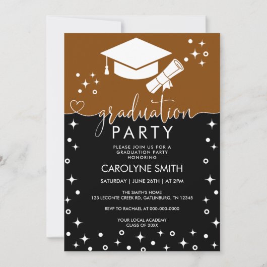 Chique Calligrafie Graduation Party Uitnodiging (Voorkant)