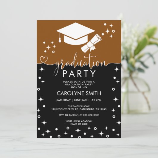 Chique Calligrafie Graduation Party Uitnodiging (Staand voorkant)