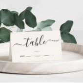 Chique Calligrafie Script Cream Trouwtafel Nummer Plaatskaartje