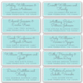 Chique Calligrafie Turquoise Gastadreslabels Sticker (Voorkant)
