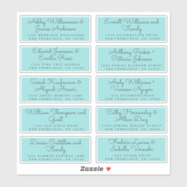 Chique Calligrafie Turquoise Gastadreslabels Sticker