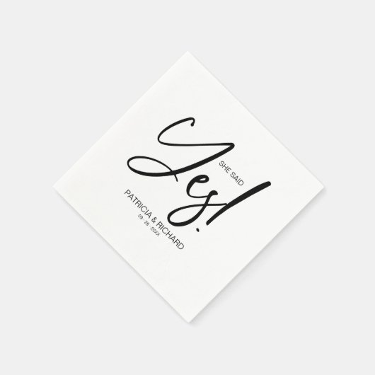 Chique Calligrafie Zij Heeft Ja Gezegd Bruiloft Fe Servet (Hoek)