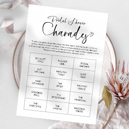 Chique Calligraphy Bruiloft Bruidsspel Charades Ga Kaart