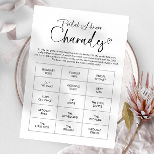 Chique Calligraphy Bruiloft Bruidsspel Charades Ga Kaart