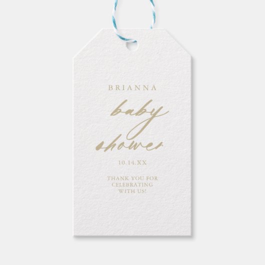 Chique Calligraphy Goud Baby Shower   Cadeaulabel (Voorkant)