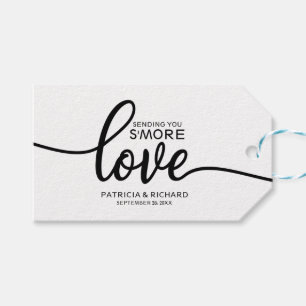 Chique Calligraphy S'more Liefde Trouwgunstlabels Cadeaulabel