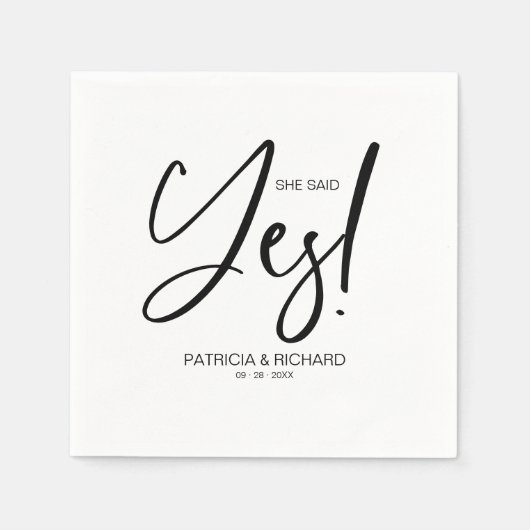 Chique Calligraphy Zij Zei Ja Verloving Feest Servet (Voorkant)