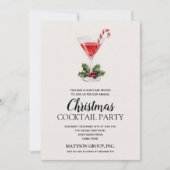 Chique Candy Cane Martini Kerst Cocktail Feest Kaart (Voorkant)