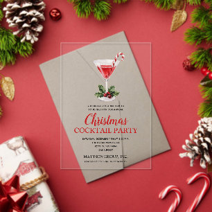 Chique Candy Cane Martini Kerst Cocktail Party Acryl Uitnodigingen