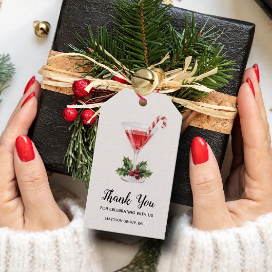 Chique Candy Cane Martini Kerst Geschenk Cadeaulabel