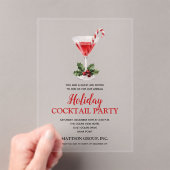 Chique Candy Cane Martini Kerstborrel Feest Acryl Uitnodigingen (Insitu (Draagbaar))