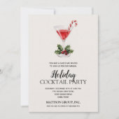 Chique Candy Cane Martini Kerstborrel Feest Kaart (Voorkant)