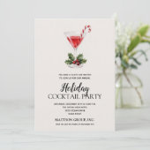Chique Candy Cane Martini Kerstborrel Feest Kaart (Staand voorkant)