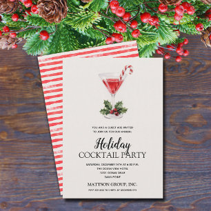 Chique Candy Cane Martini Kerstborrel Feest Kaart
