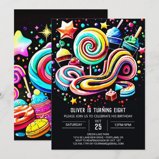 Chique Candyland Verjaardag Kaart (Voorkant / Achterkant)