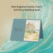 Chique Cape Cod Coastal Soft Blue Wedding gastenka Bedankkaart
