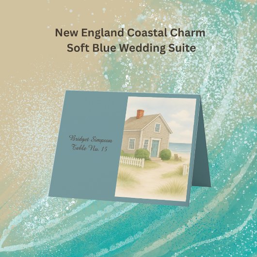 Chique Cape Cod Coastal Soft Blue Wedding gastenka Bedankkaart